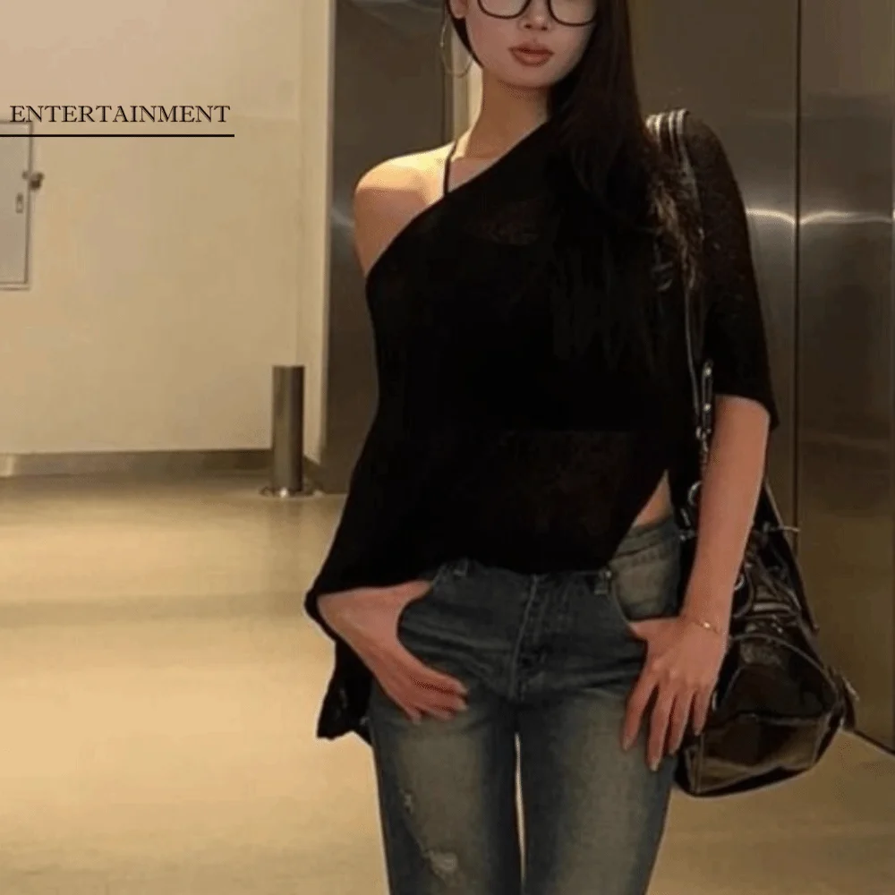 Simple Irregular Knitted Off Shoulder Shawl Wrap Mesh Evening Capes Solid Color Crochet Top Sun Protection Tops Summer/Spring