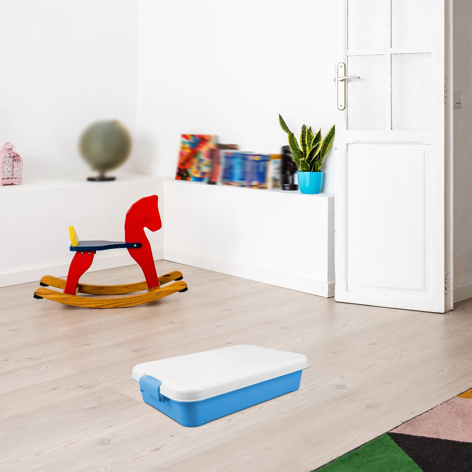 صينية رمل محمولة مع غطاء صندوق رمل بلاستيكي صغير للأطفال في الفناء الخلفي على الشاطئ، حل تخزين عالي التحمل للاستخدام الداخلي في الهواء الطلق #1