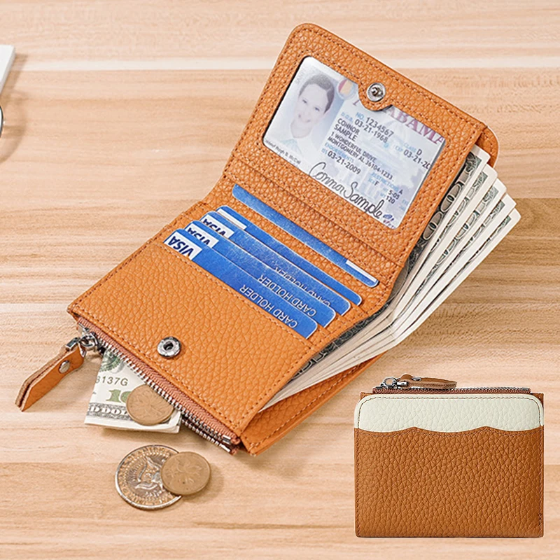 

Small Womens Wallet Leather Bifold Card Holder RFID Blocking Fold Wallets Purses for Women with Zipper Coin Pocket