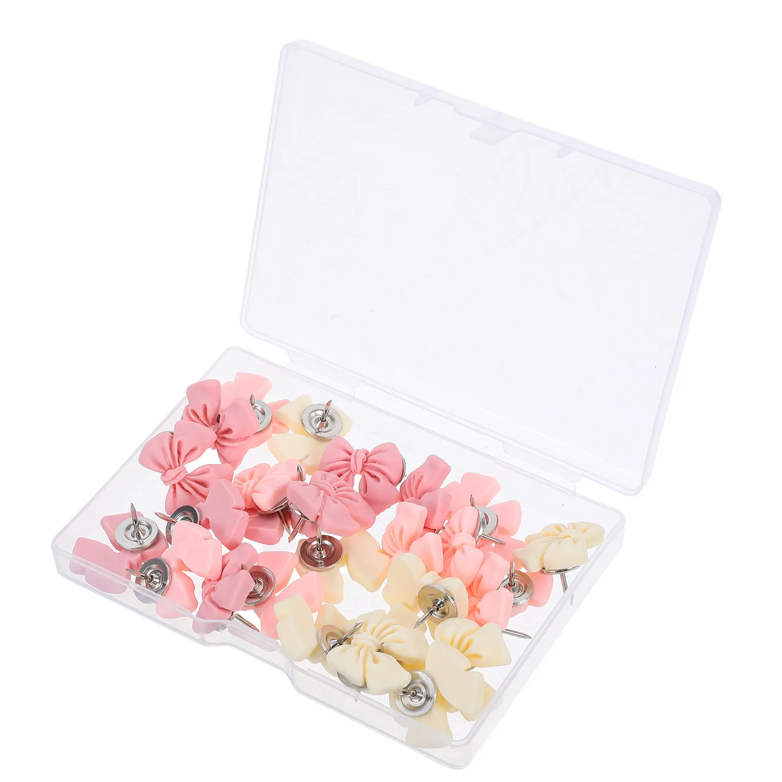 

30Pcs Resin Bow Push Pins Portable Compact Decorative Office Tacks for Photos Notes Schedules Map Markers Bulletin Board Pins