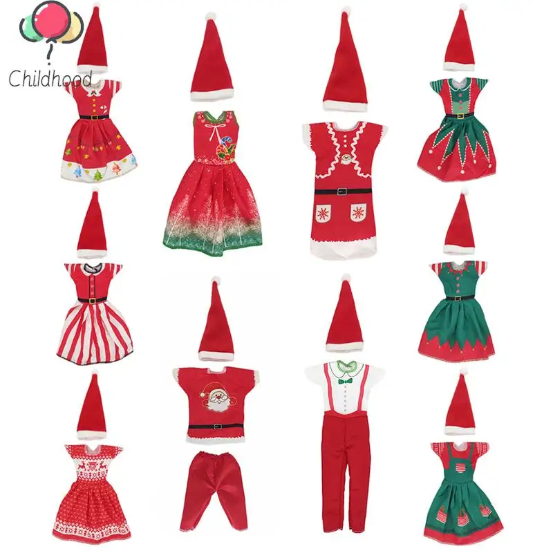 1Set Christmas Elf Doll Snowman Gingerbread Man Clothes Cook Hat Apron Baby Doll Clothes Toy Doll Accessories Kids Doll Toys