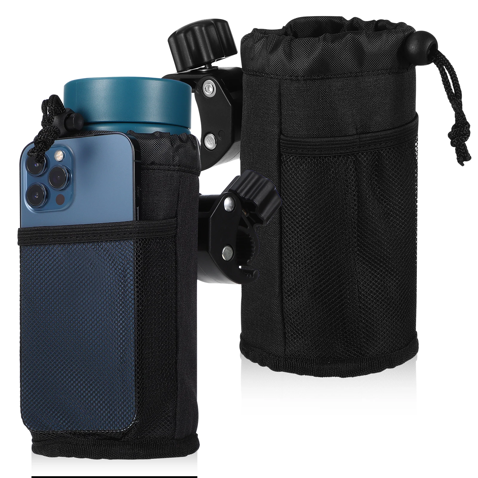 

2pcs Universal Adjustable Bike Cup Holder Water Bottle Carrier Elastic Strap For Scooters Walkers Golf Carts Outdoor Cycling