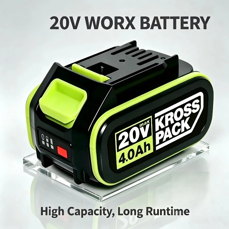 WORX 20V High-Capacity Li-Ion Rechargeable Battery 6.0Ah/8.0Ah Compatible with WA3551 WA3551.1 WA3553 WA3641 WX373 WX390 Tools