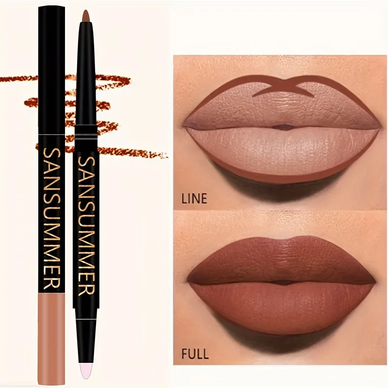 قلم تحديد شفاه مكون من 6 ألوان مع فرشاة شفاه مقاومة للماء والعرق ومستحضرات تجميل مخملية ومتعددة الألوان #2