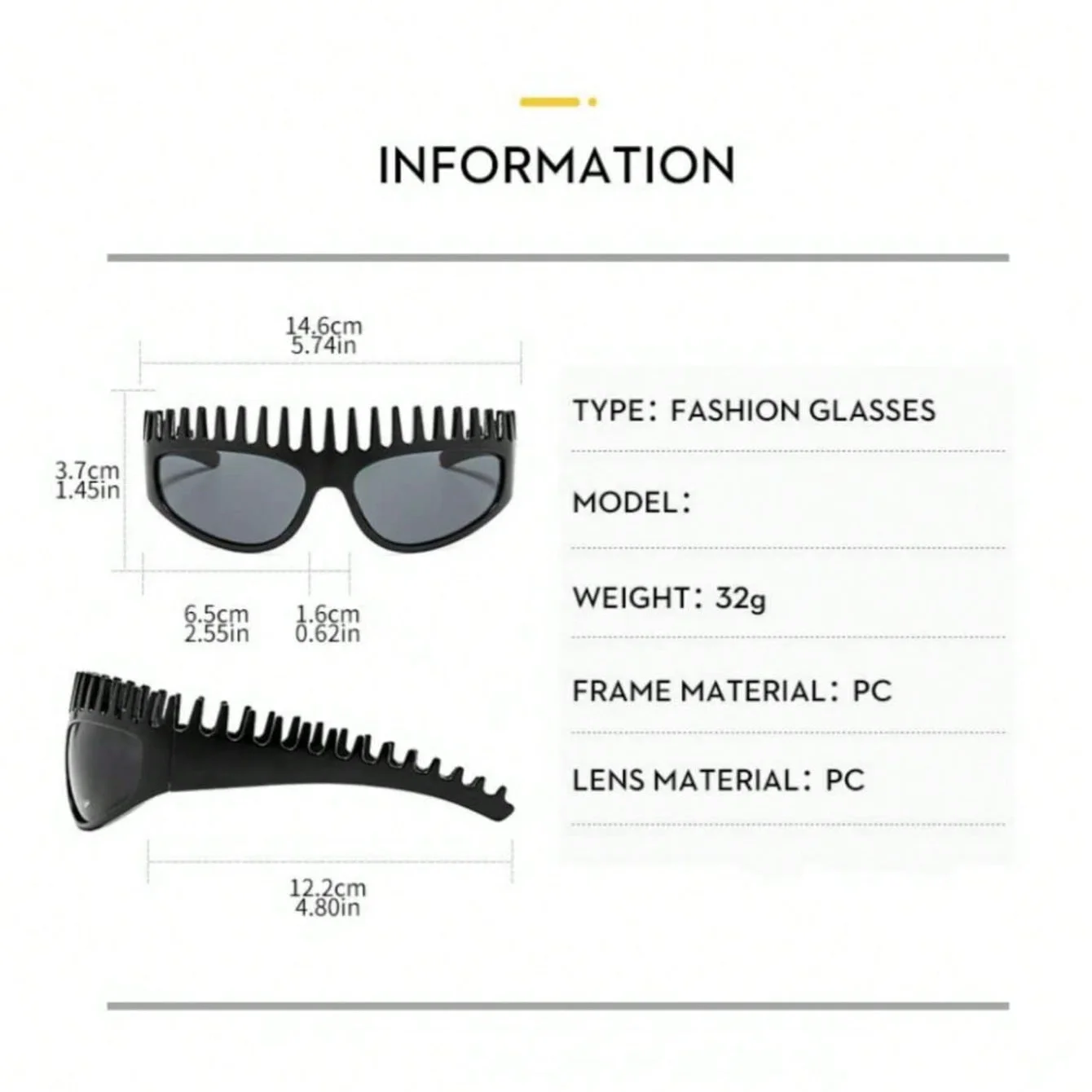 1 قطعة نظارات الموضة النسائية نمط جديد شخصية ملتوي مبالغ فيه عقال النظارات الشمسية الراقية العصرية نمط الشارع الأداء اليومي