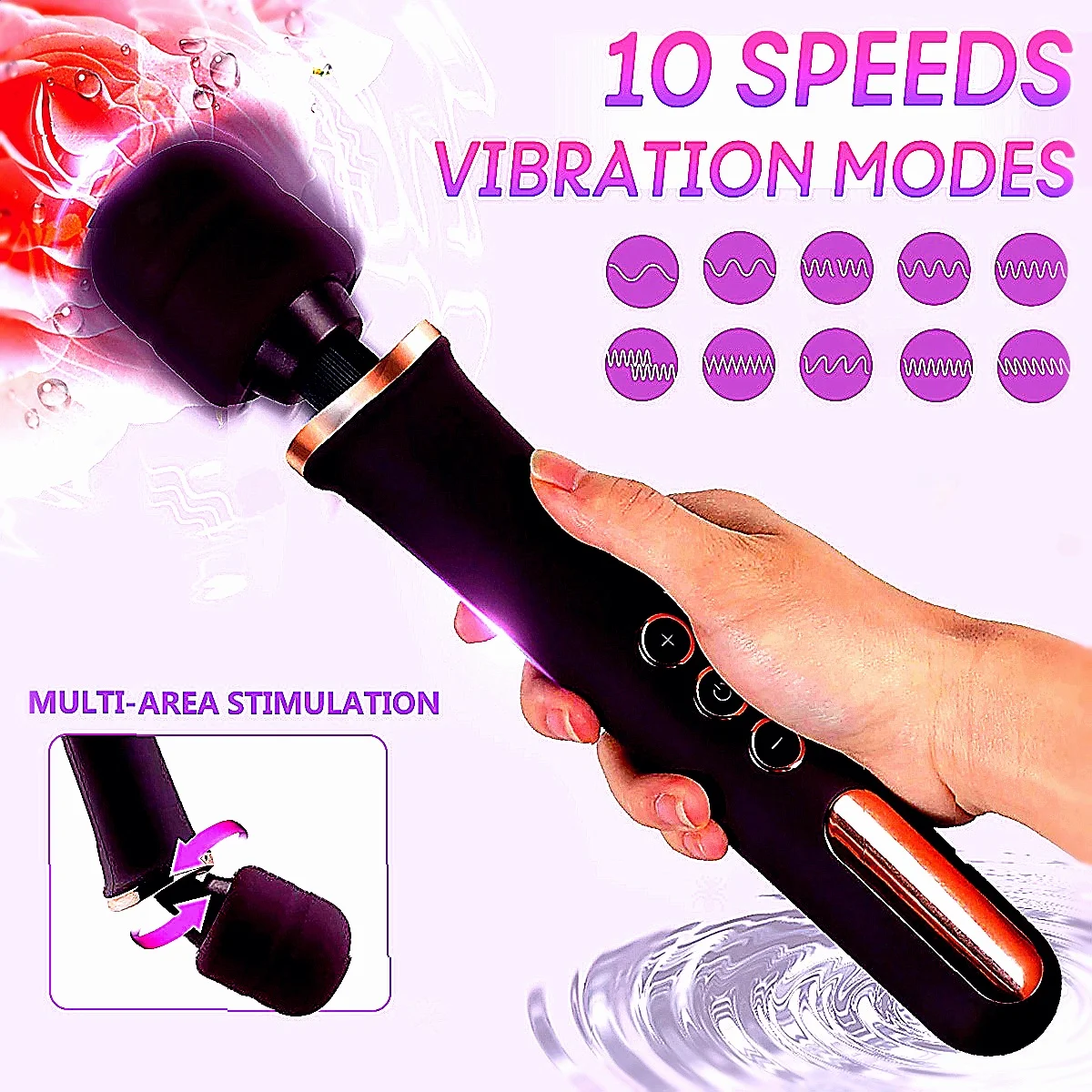مدلك شخصي 10 سرعات قوية كبيرة هزاز تحفيز البظر للنساء AV عصا 10 سرعة هزاز المداعبة الجنس لعب #2