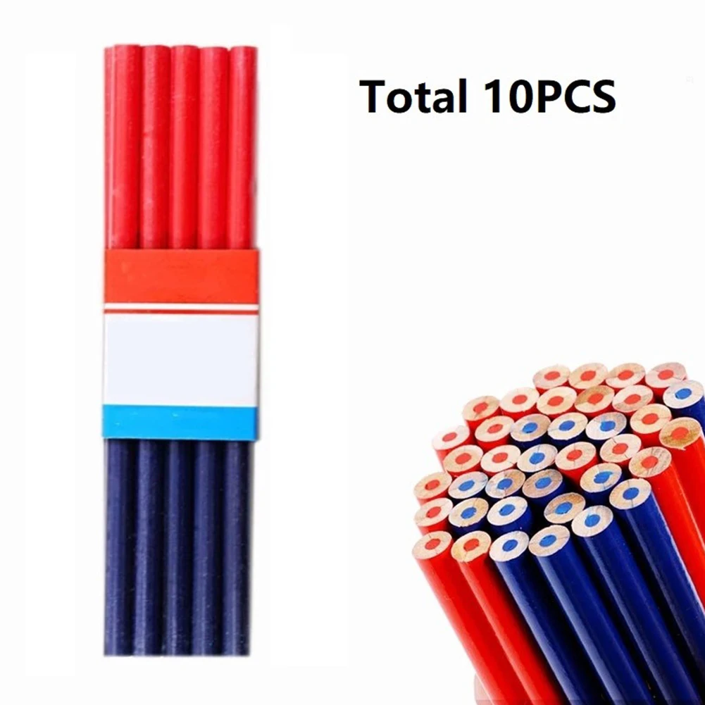 10PCS Double Colored Pencils Carpenter Special-Purpose Pencils Drawing Pencil Woodworking Hand Tools Ellipse Mark Pen