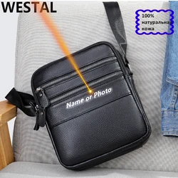 WESTAL Men's Leather Shoulder Bag with free shipping Men's Designer Bag Small Black Messenger Bags for Phone Pouch Leather