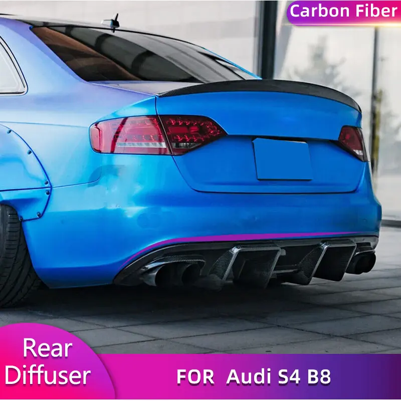 

Carbon Fiber Car Rear Bumper Diffuser Lip Spoiler for Audi S4 B8 Sedan 4-Door 2008-2012 Rear Diffuser Lip Apron Protector