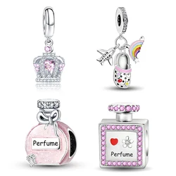 925 Sterling Silver Pink Crown Perfume Charms Beads Fit Diy Bracelet Necklace Making Gift Of High Quality Jewelry For Womens