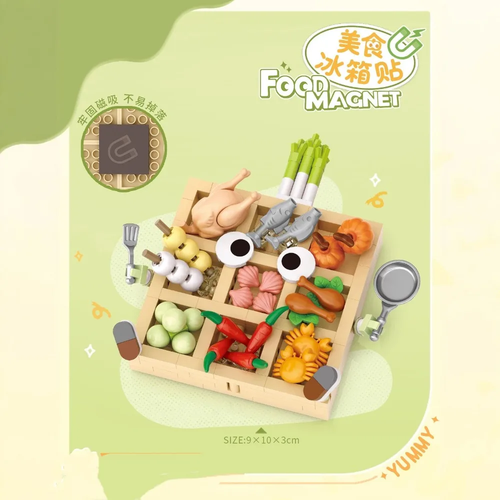 LOZ мини креативный магнит на холодильник, строительные блоки, город Oden, горячий горшок, модель стейка, украшения для сборки, кирпичные игрушки, детский подарок «сделай сам»