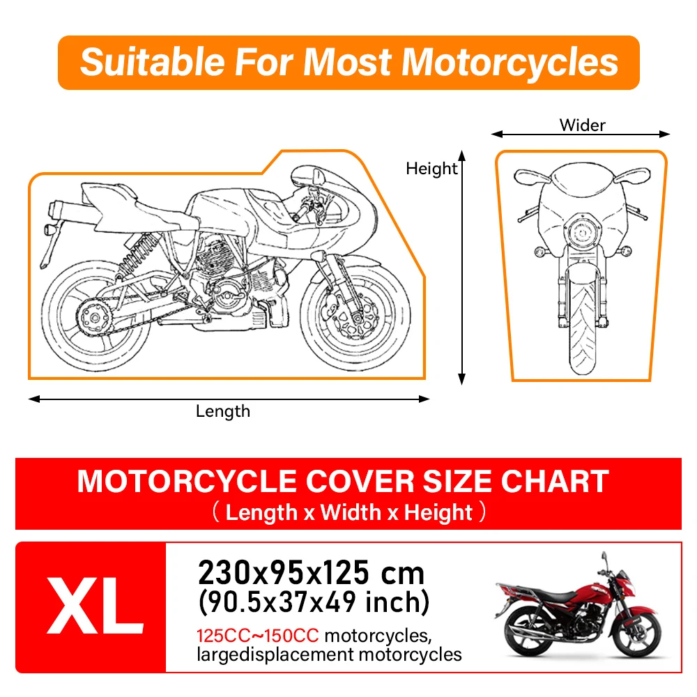 Large Waterproof Cover Suitable For Yamaha Waterproof Outdoor Rainproof Dustproof UV Protective Cover With Reflective Strip