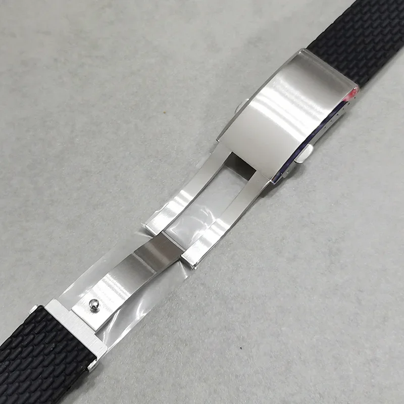 20mm 22mm 24mm Silicone Watch Strap Universal Quick Release Bracelet Rubber Black Strap Metal Folding Buckle Watch Accessories