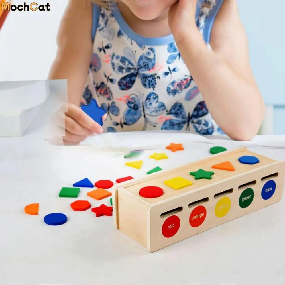 

Geometric Cognition Wooden Shape Sorting Box Montessori Early Education Shape and Color Sorting Toy Multicolor Hand Craft