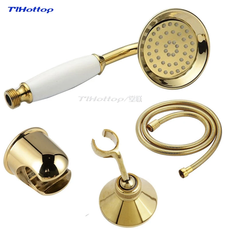 Golden showerhead shower head hose lifting rod shower elbow pipe rose gold shower stand bathroom accessories