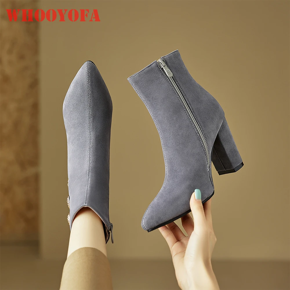 2026 Autumn Classic Women Ankle Booties Wide Fit High Chunky Heel Lady Dress Shoes Large Small Plus Size 12 32 44 46 Non-slip