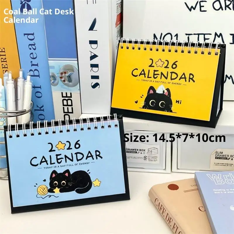 

1Pc 2026 Year Horse Mini Calendars Creative Desk Portable Travel Calendars Cute Cat Pattern Calendar Desktop Decor Ornaments