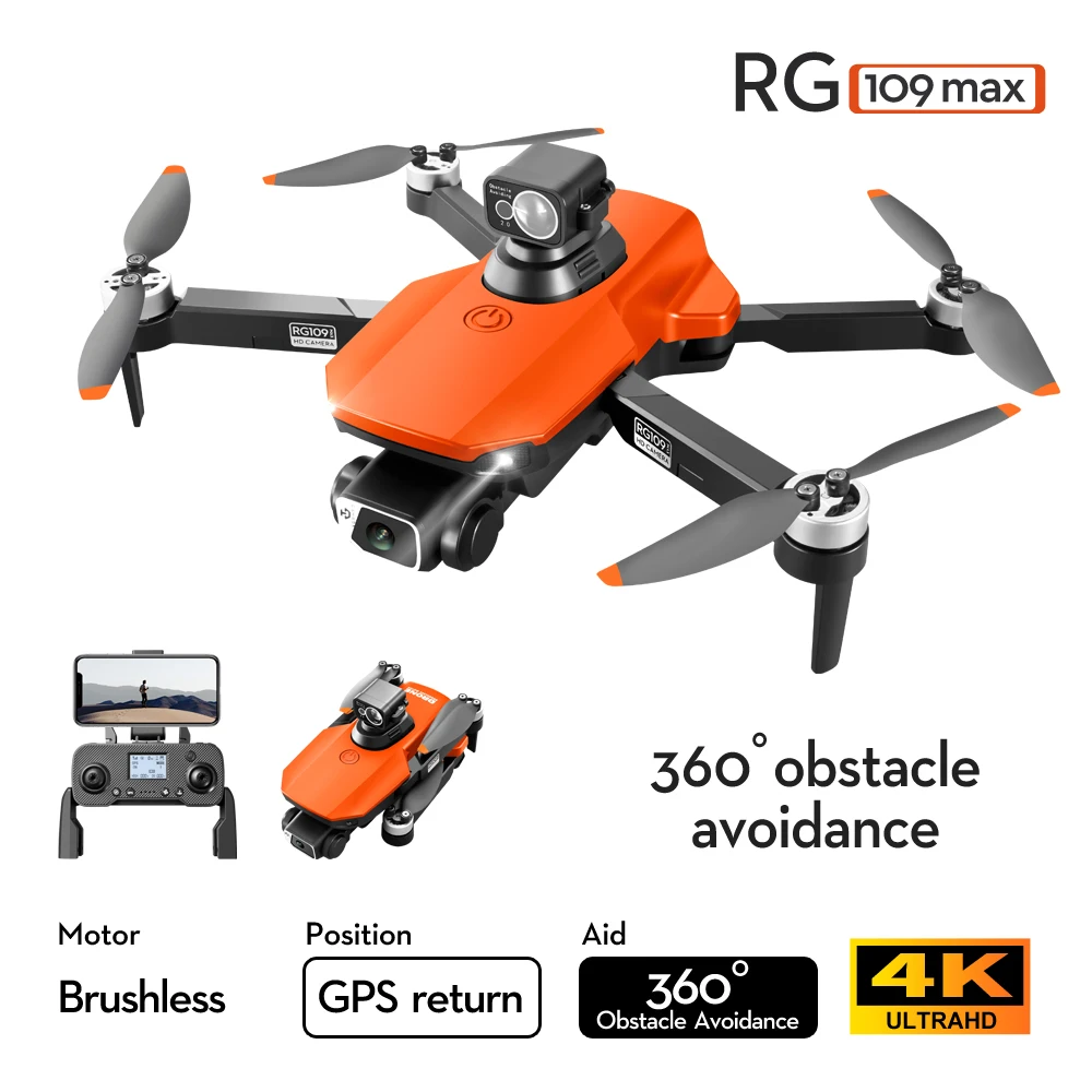 RG109 MAX 5G 1.2km Long Range LED Lights Brushless Motor Aircraft Wifi FPV Rc Quadcopter 4K Dual Camera GPS Drones