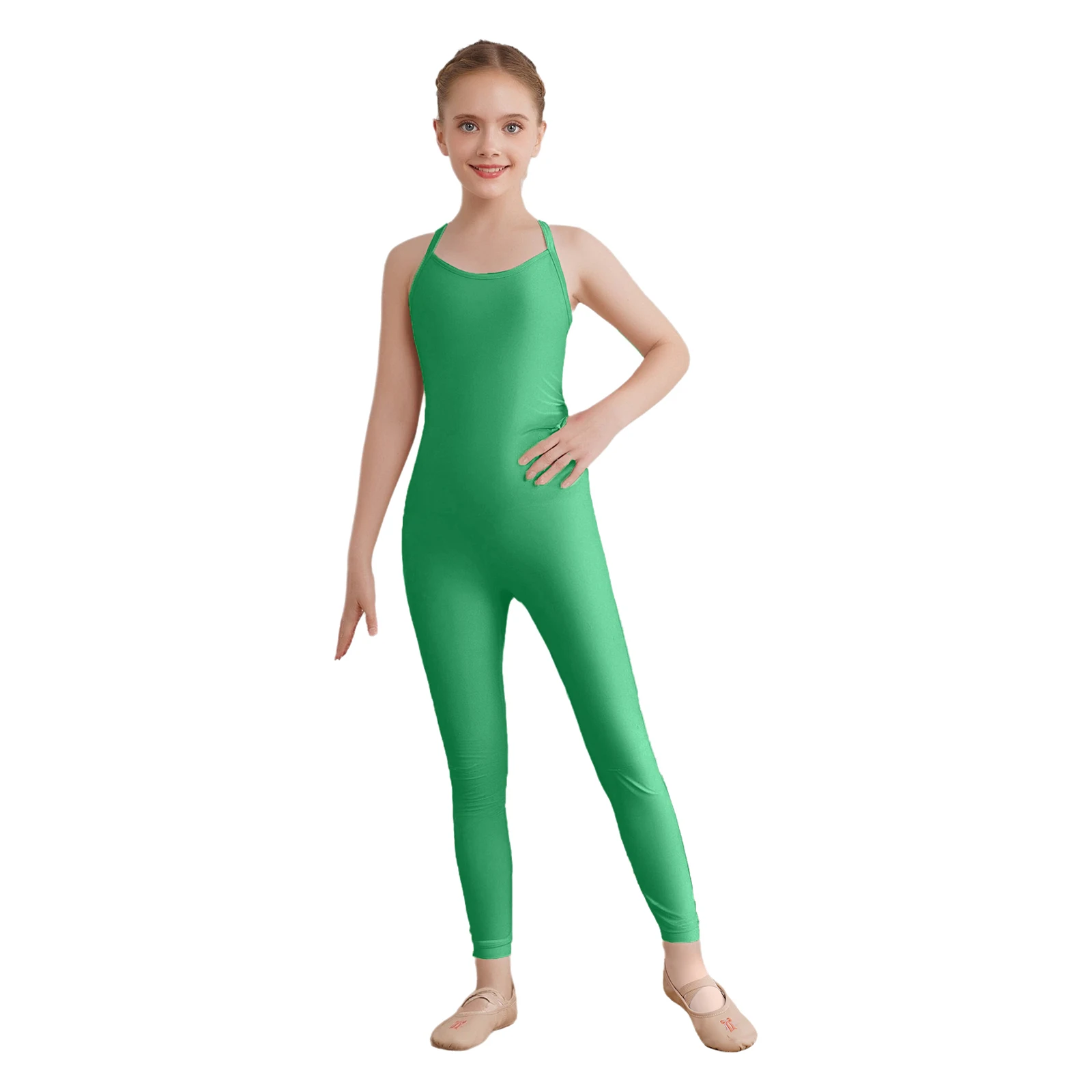 Bambini Ragazze Body intero Body da balletto Body Ginnastica Balletto Danza Unitards Tuta senza maniche Cross Back Dancewear