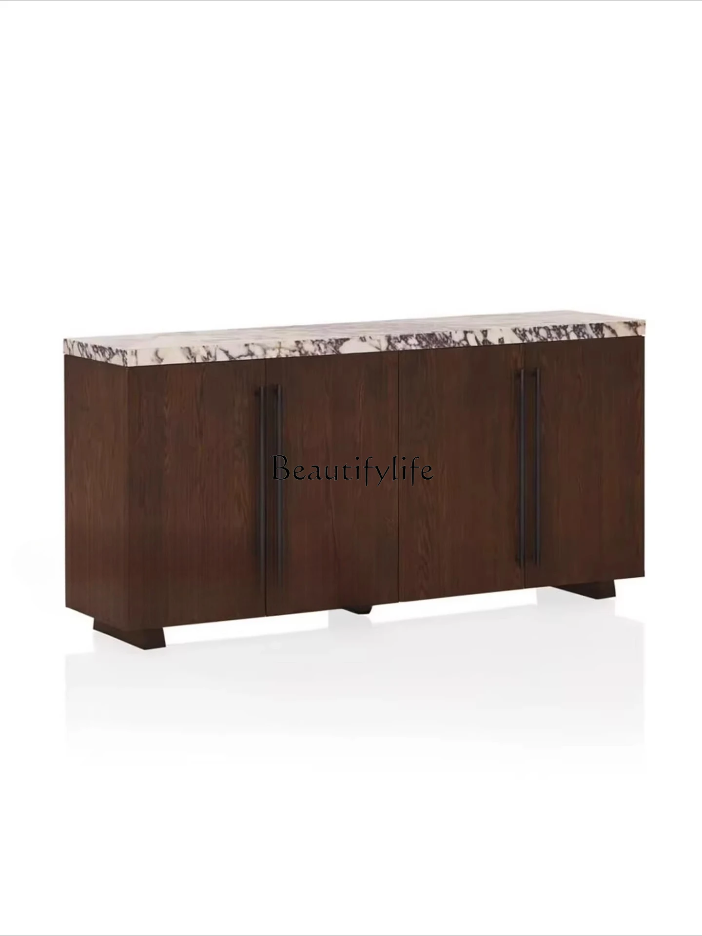 

01 Medieval marble desktop solid wood dining side cabinet modern simple entrance cabinet