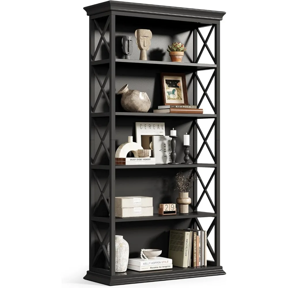 

6-Tier Bookcase, 71 Inches Industrial Bookshelves, Floor Standing Display Storage Shelves Tall Bookcase for Home Office, Living