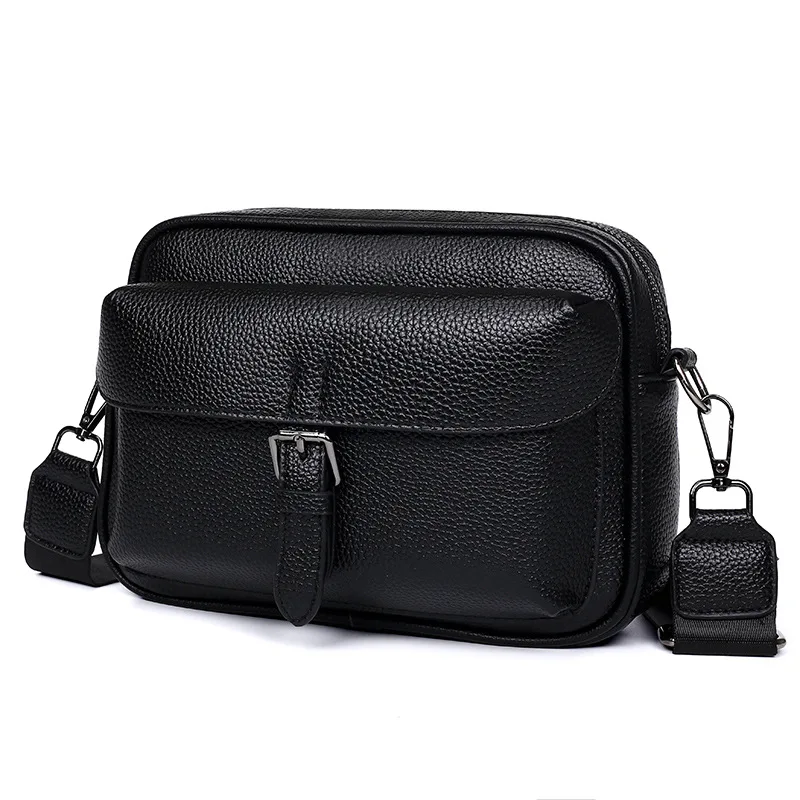 New Men's Crossbody Bag Shoulder Bag Business Casual Multi-Functional Large Capacity Chest Pack Trendy Leather Purse for Travel
