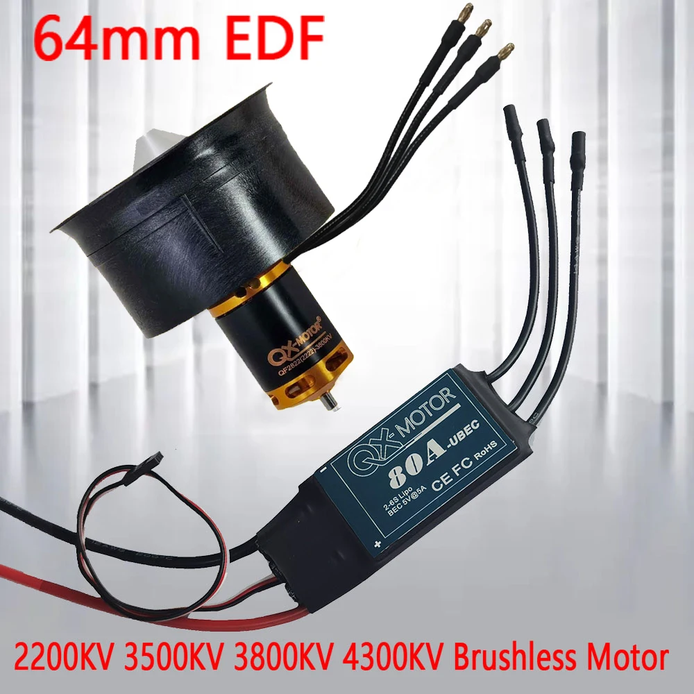 

64mm EDF duct fan with 12 Blades 2200KV 3500KV 3800KV 4300KV Brushless Motor ,for jet Airplane RC Airplane