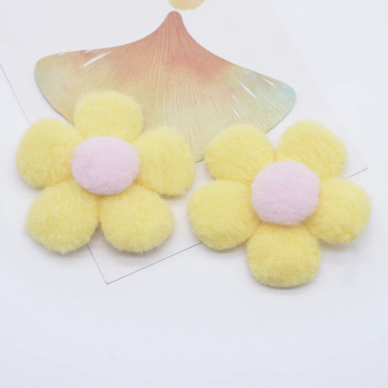 16Pcs 55mm Padded Plush Flower Applique for DIY Headwear Hair Clips Bow Decor Accessories Clothes Hat Shoes Sewing Patches