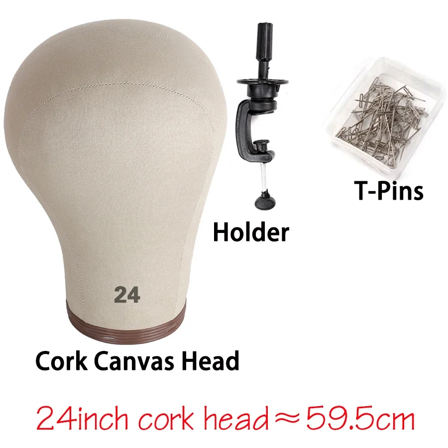 Cork Wig Canvas Block Head 21-24