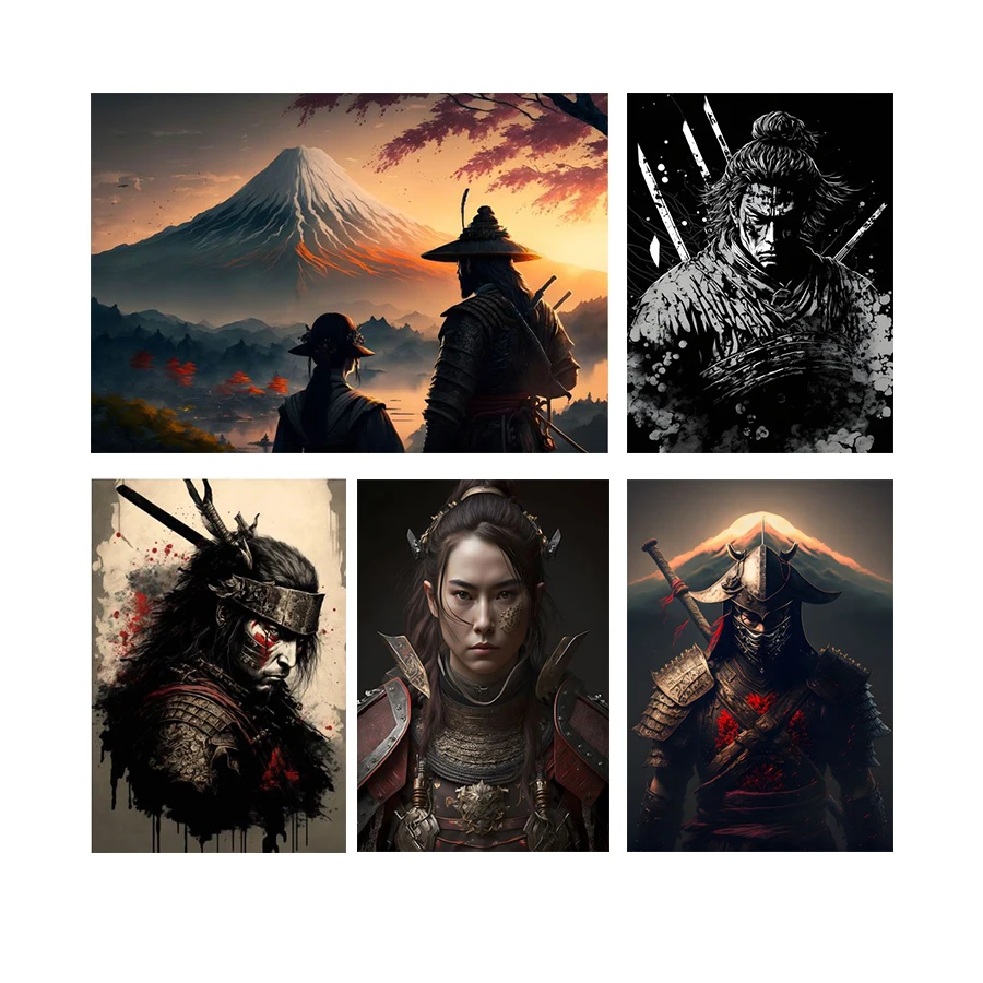 5D Diamond Painting Japan Samurai Warrior Bushido Sword Wall Art Canvas Prints Picture for Living Room Home Decor Gift