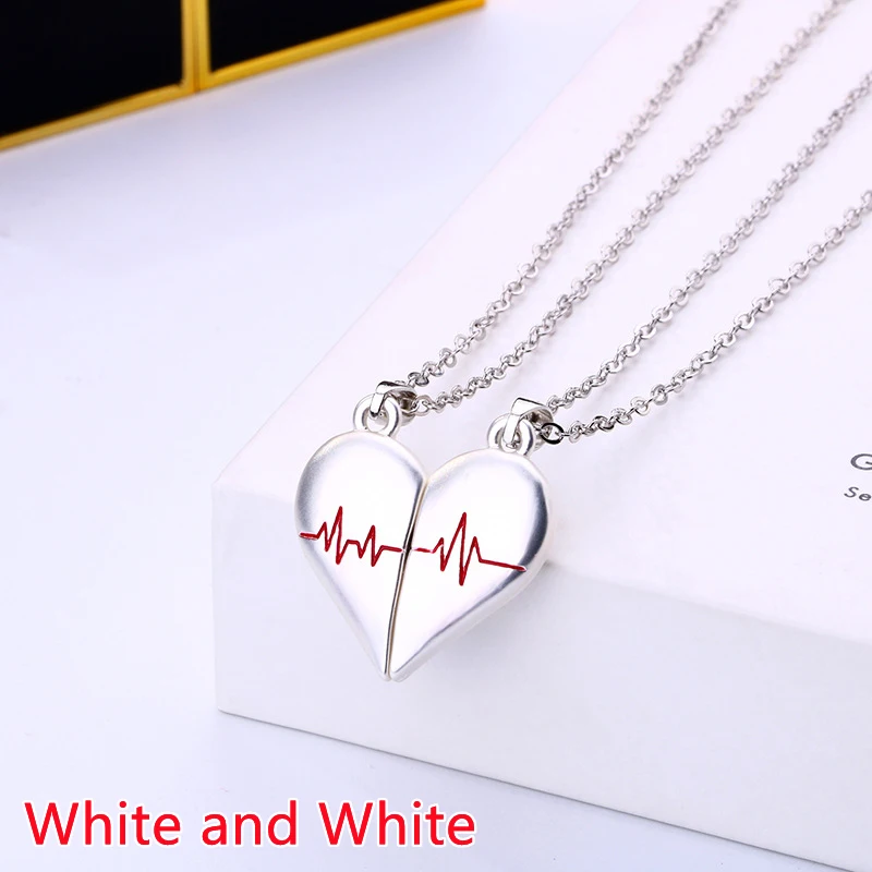Couple's Electrocardiogram Heart Pendant Necklace, Valentine's Gift