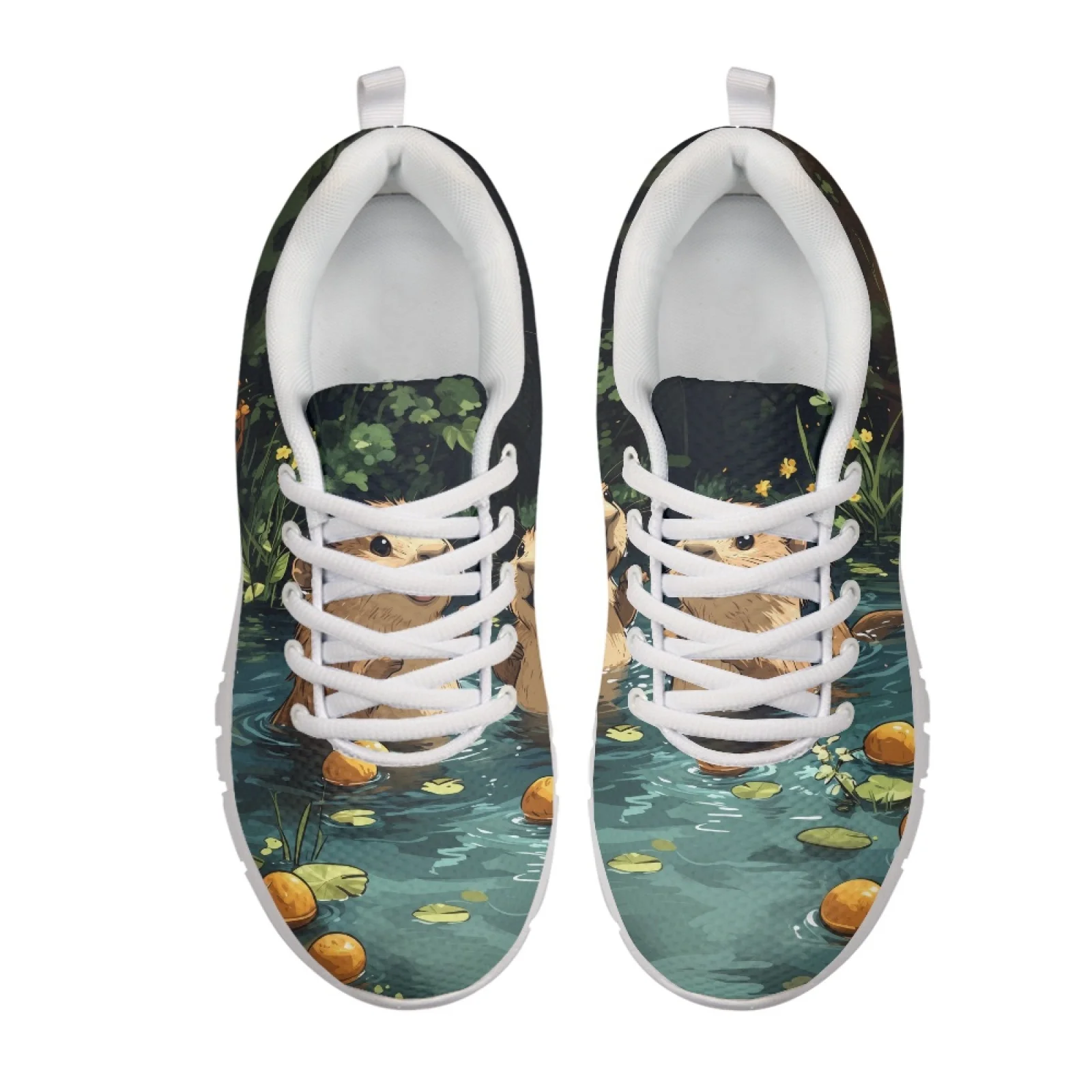 Coloranimal Breathable Lightweight Fitness Shoes for Men Women Running Walking Shoes for Hiking Two Otters River Print