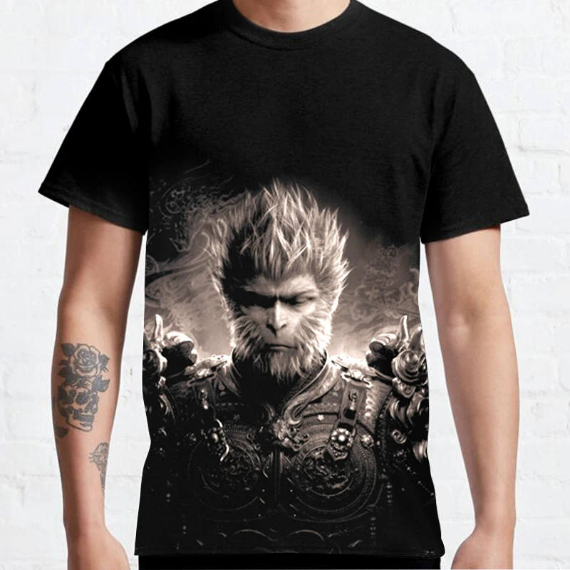 Black Myth Wukong T-Shirt Mens Womens Unisex Round Neck Short Sleeve Tshirts Mythology Sun Wukong Printed Tops Tees