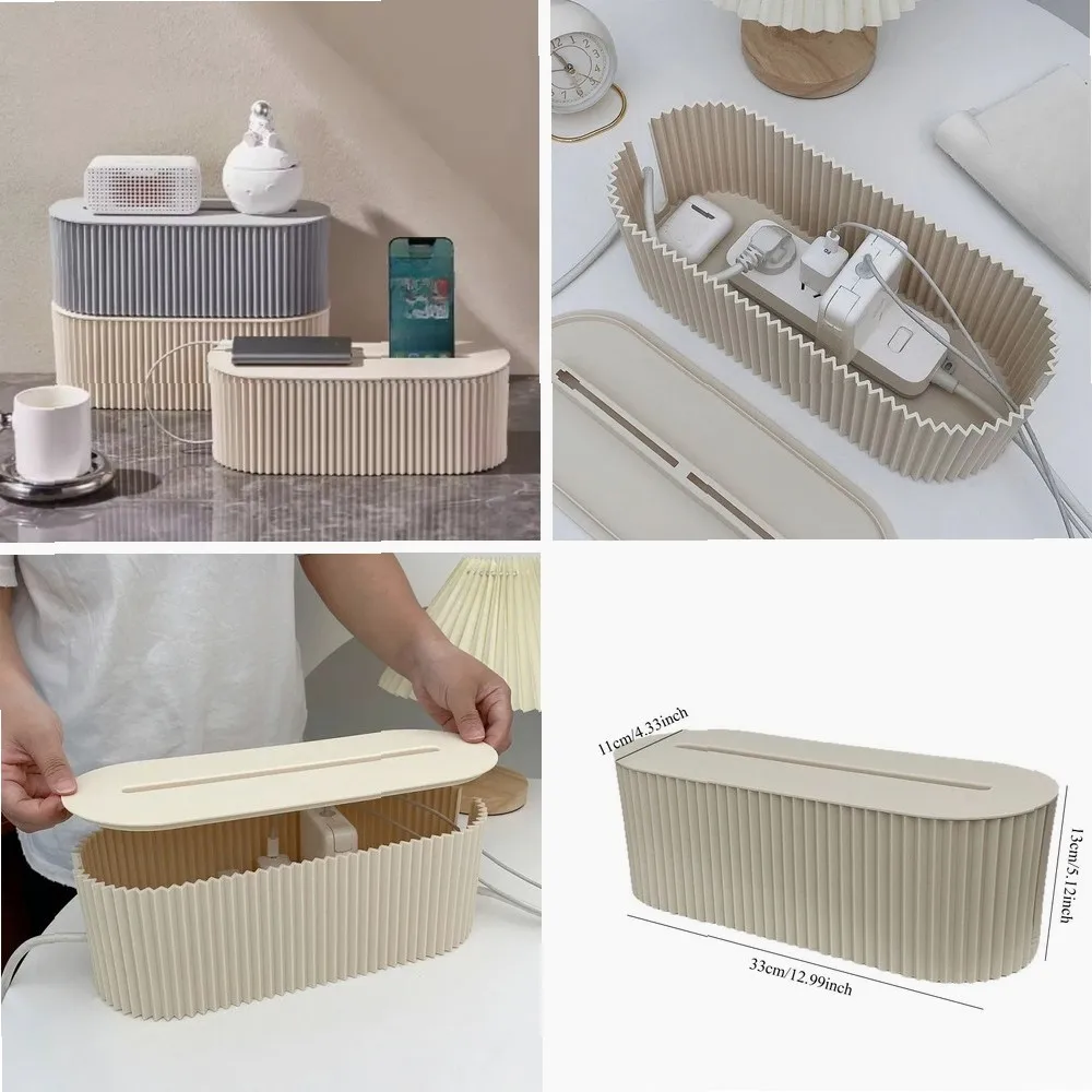 

Large Capacity Wire Management Box, Dustproof Desktop Organizer for Power Strips, Chargers, Cables & Data Line Storage Case