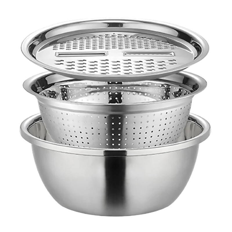 

AT51-Дуршлаг из нержавеющей стали 3-в-1 Многофункциональный набор фильтров для раковины из нержавеющей стали Сливная корзина Чаша для приготовления салата