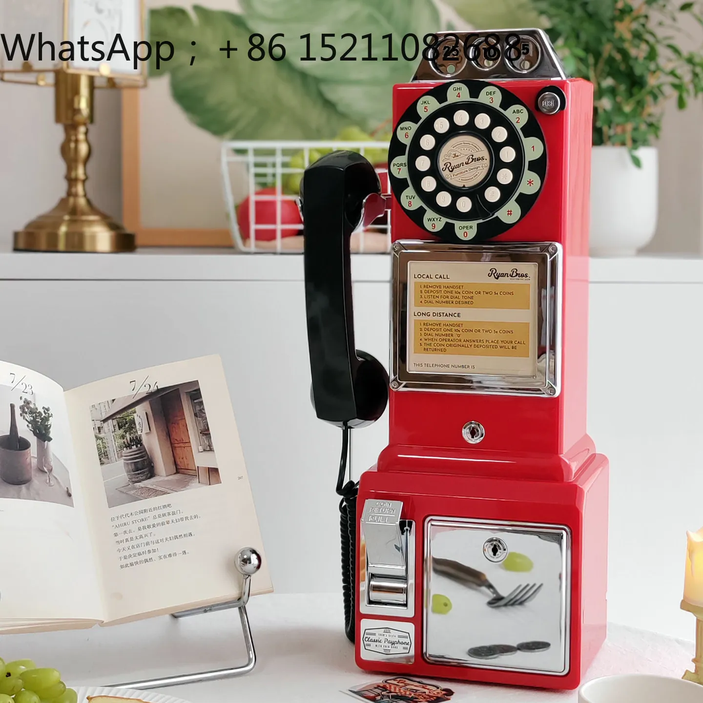 LLY retro phone landline coin wall mounted creative vintage antique home landline phone