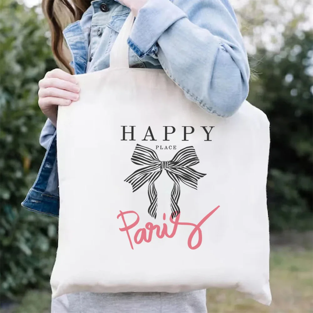 

Белая холщовая сумка-тоут с бантом — экологичная многоразовая сумка для покупок, органайзер для переноски в руке для женских мероприятий