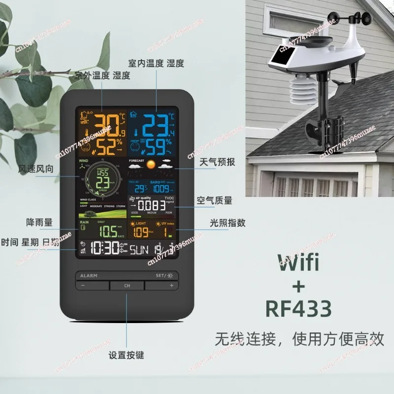 FJ3395TY-2Wireless Weather Station Large Digital Display Indoor Outdoor Thermo-hygrometer Rain Gauge Wind Speed 8 Channel