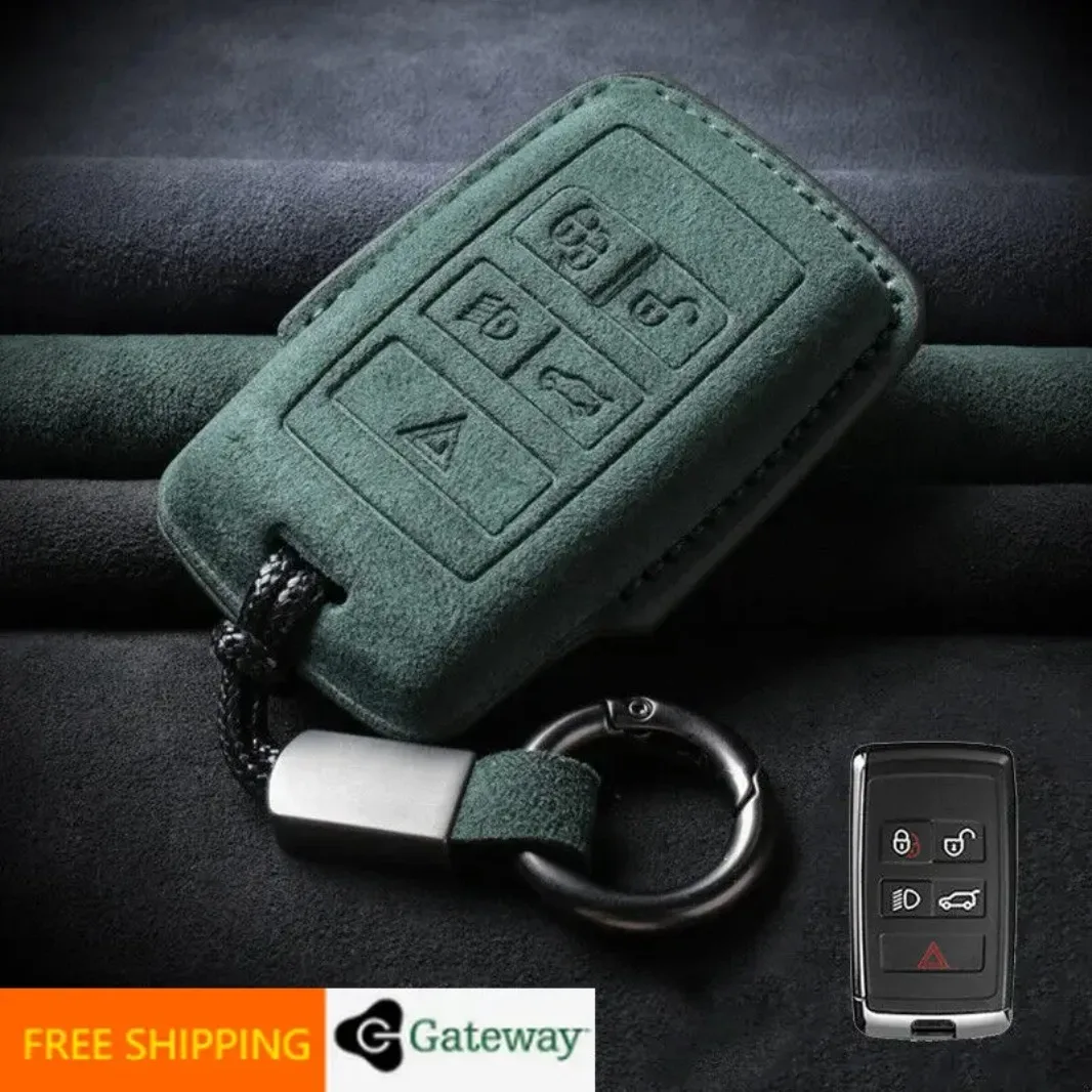

Suede Leather Car Key Fob Case Cover Protector For Land Rover Range Rover Sport Evoque Velar Discovery For Jaguar E-Pace I-Pace