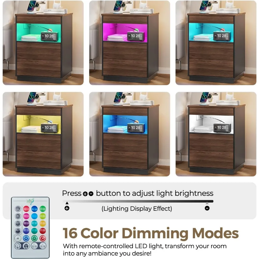 "منضدة حديثة قابلة للقفل مع حجرة مخفية ومنفذ شحن USB/type-c وإضاءة LED"