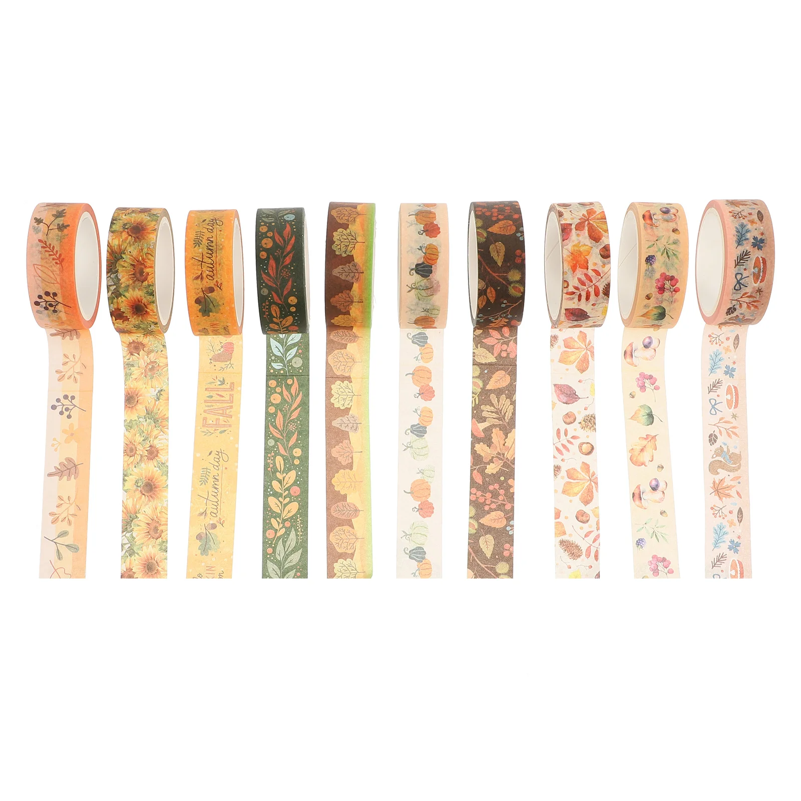 10 Rolls Sealing Tape Adhesive Tapes Autumn Themed Stickers Decorate Flower Scrapbook Gift Wrapping Decorative Washi