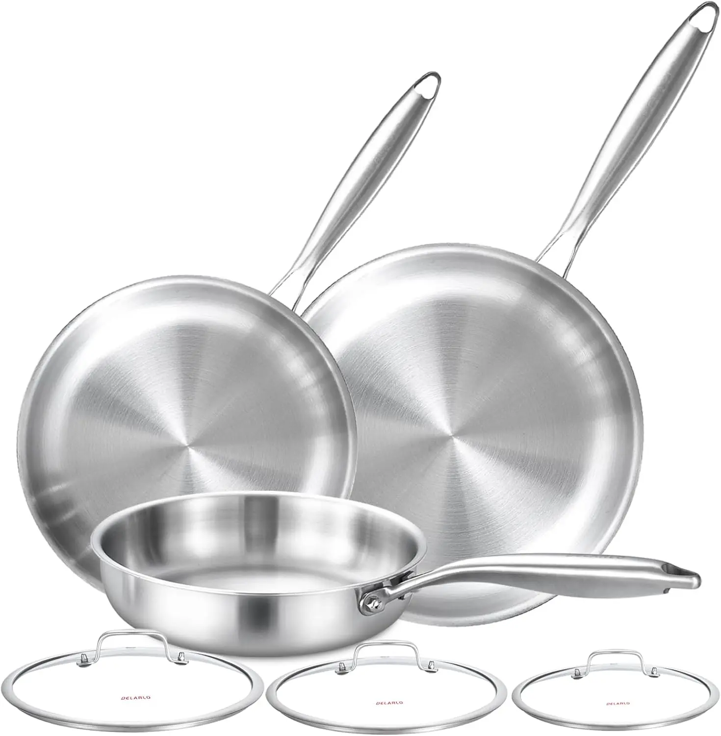 

Tri-Ply Stainless Steel Frying Pan Set 8 10 12 Inch Induction Skillet Cookware
