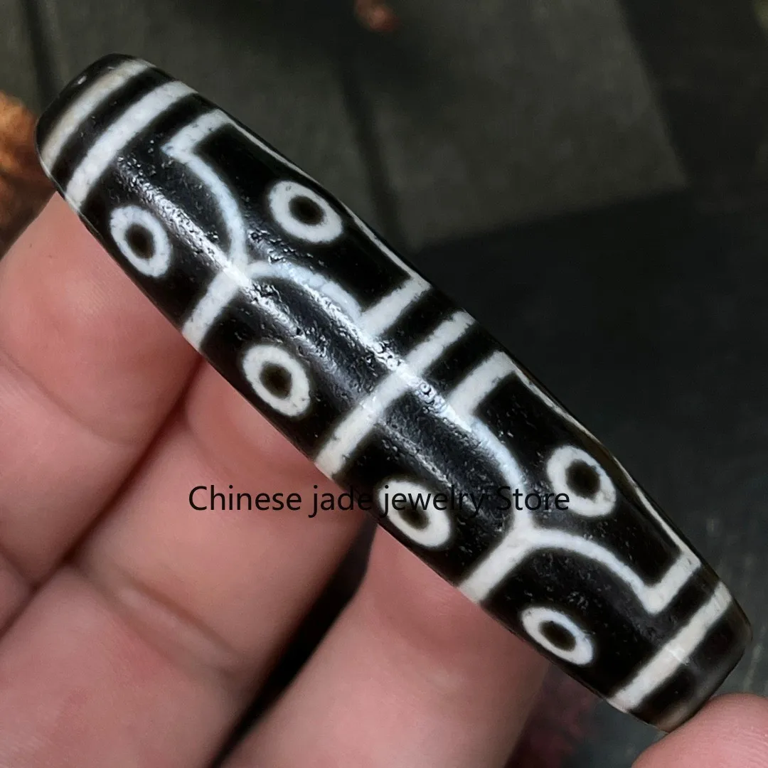 Rare Tibetan Buddhism Agate 10 Eyes Totem Dzi Bead Amulet Necklace Pendant m572