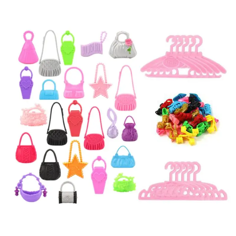 Kawaii 49 Items / Lot Kids Toys Doll Accessories Mini Track Computer Phone Toy Clothes Dolls Shoes For Barbie DIY Dressing Game