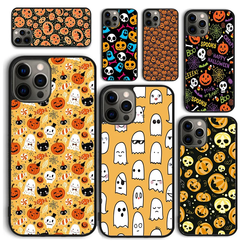 Pumpkin Halloween Bat Witch Boo Phone Case for iPhone 16 15 14 12 13 mini PLUS X XS XR 11 PRO MAX Cover Fundas Shell