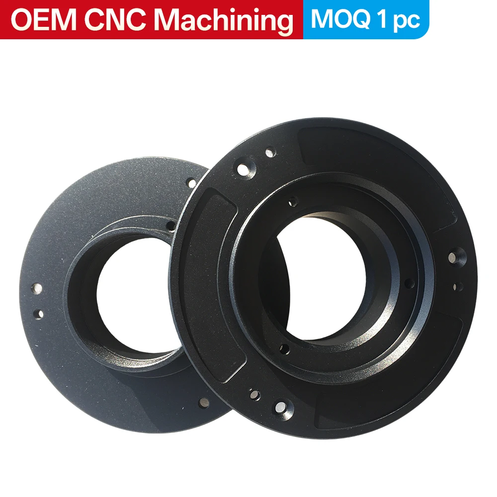 Custom CNC precision machined black ring-shaped parts for mechanical assembly, lens adapters, and industrial accessories cnc
