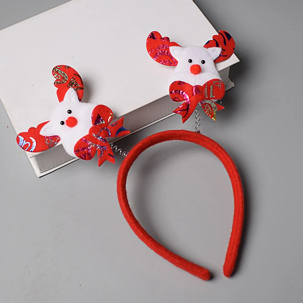 5Pcs Christmas Headband Glitter Antler Design Lightweight Non-Deformation Hair Hoop Party Hair Accessories