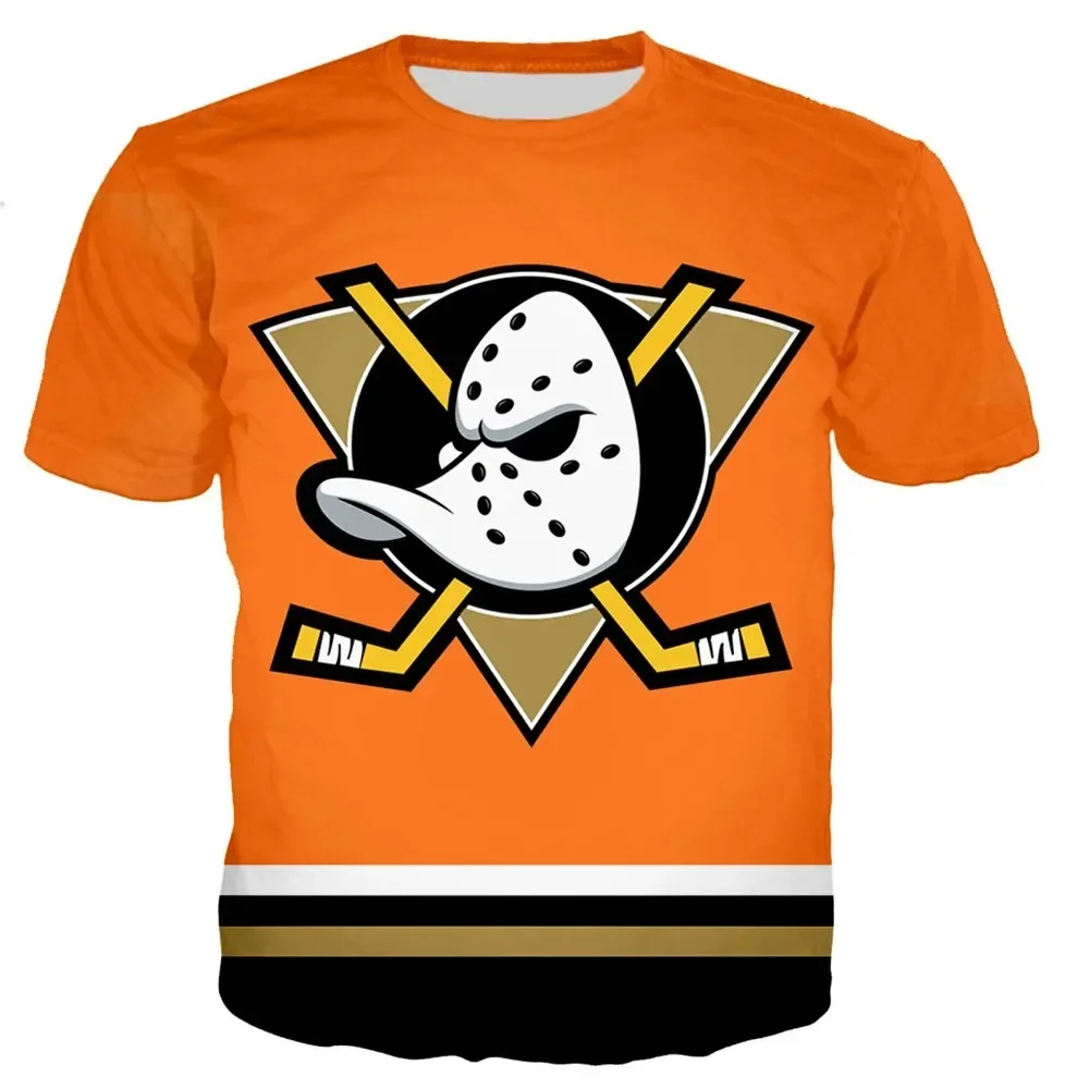 Summer New 3D Men TShirt Mighty Ducks Hockey Mask Print Top Cool Streetwear Sports Short-Sleeved Oversized Men\'s Causal Clothing