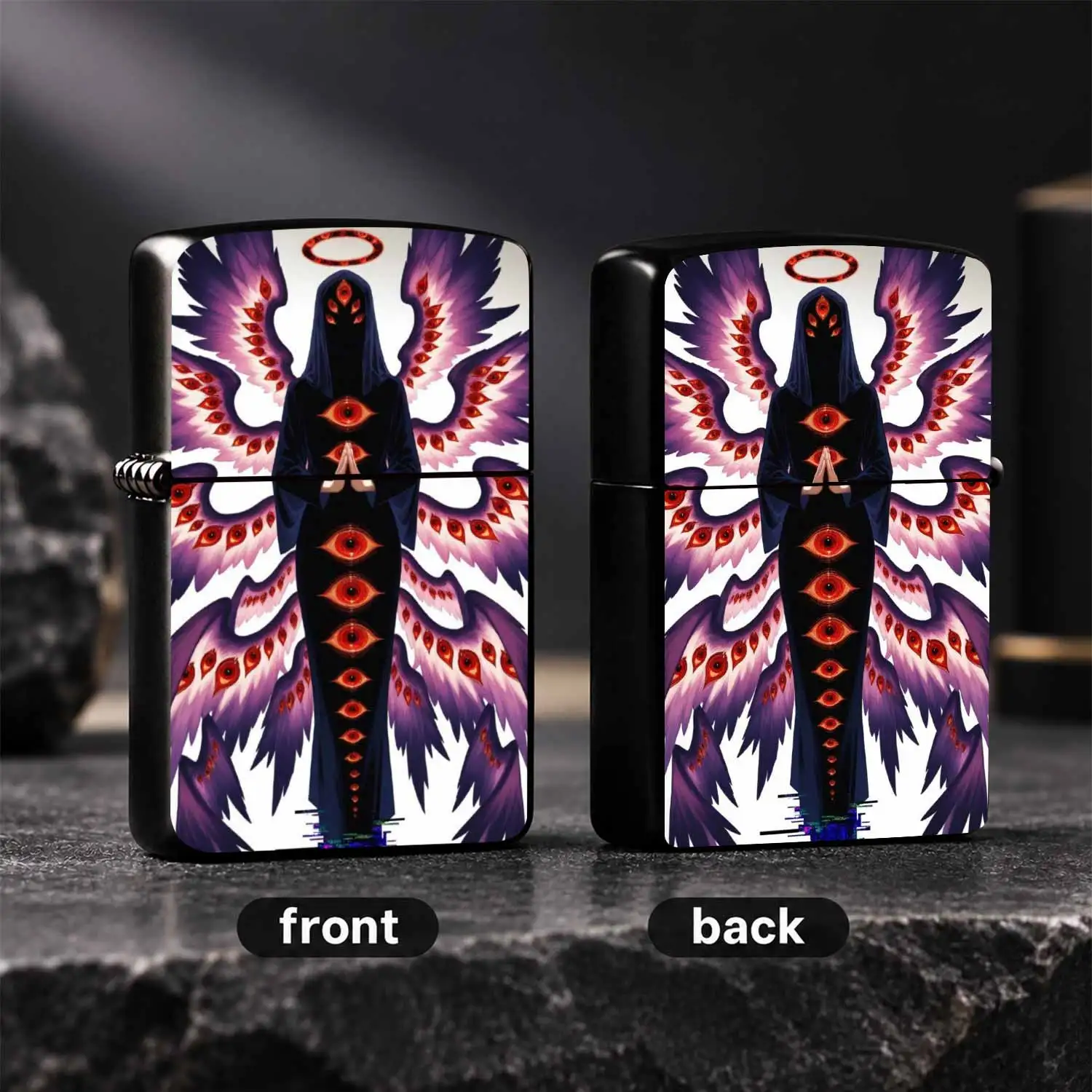 Creative Seraphim Themed Lighter, All-Seeing Eye Mysterious Angel Art Design, Stylish Portable Daily Use Igniter, Cool Aesthetic Desktop Decor, Ideal Gift for Fantasy Art Lovers for All Scenarios A Humorous And Interesting Lighter