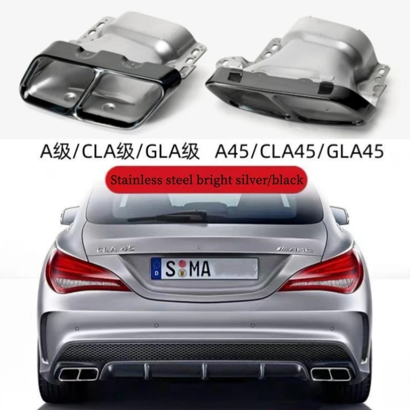 2pcs Car Quad Exhaust Tips Stainless Steel Tailpipe Fit For Mercedes Benz AMG A45 W176 CLA45 C117 2013-2018 Car Accessories